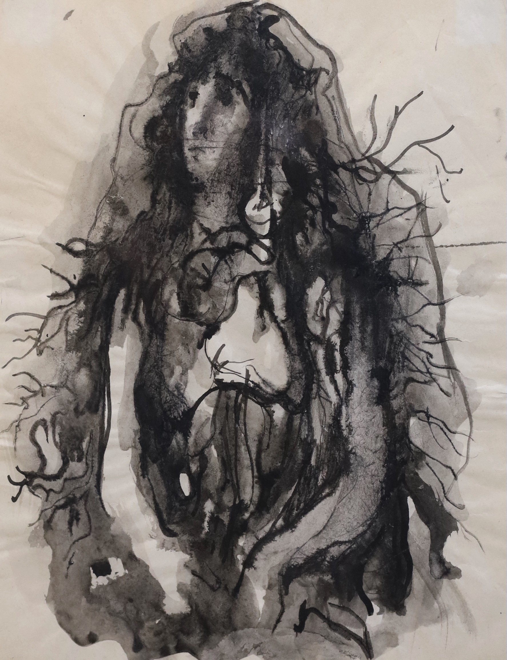 Pavel Tchelitchew (Russian,1898–1957), Seated female figure, ink and wash on paper, 27 x 21cm